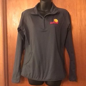 S - charcoal grey, lined 1/4 zip softball pullover
